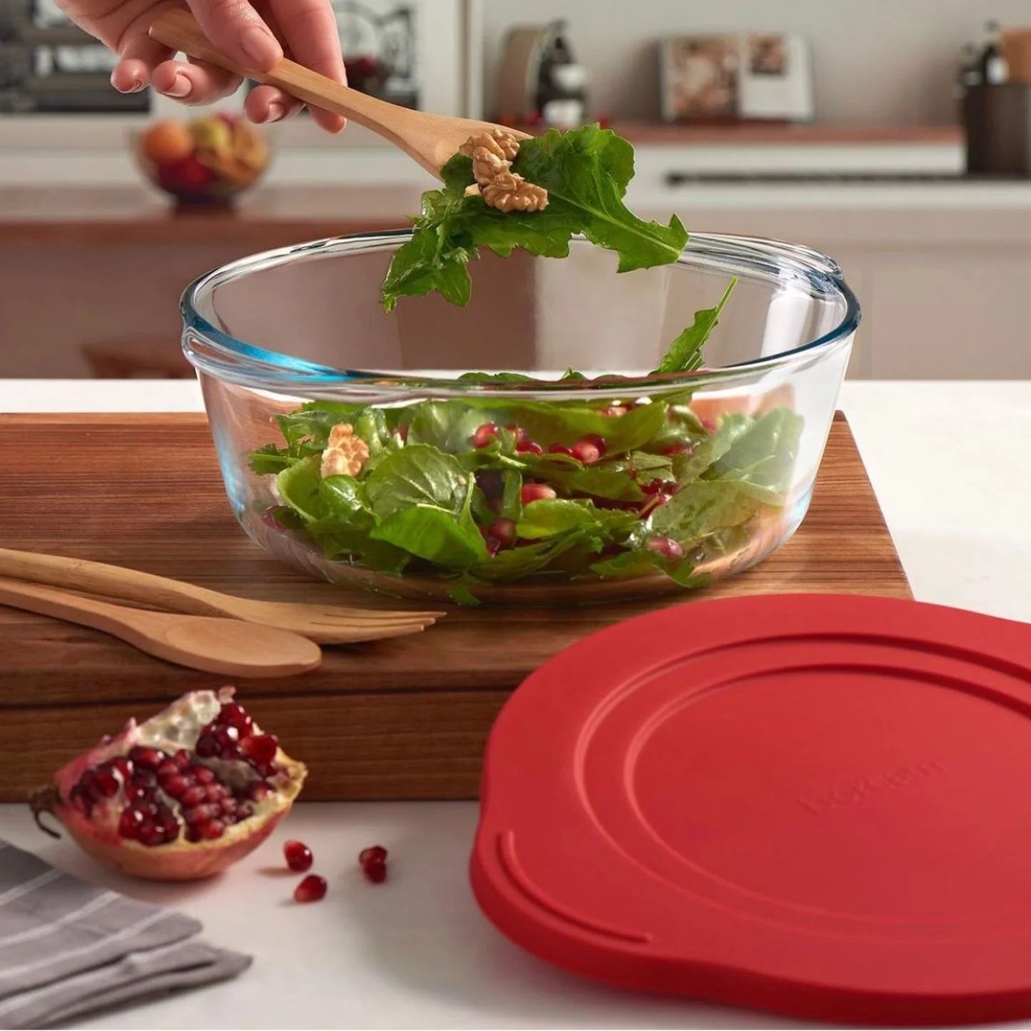 Borcam Casserole Plastic lid Red 1450ml