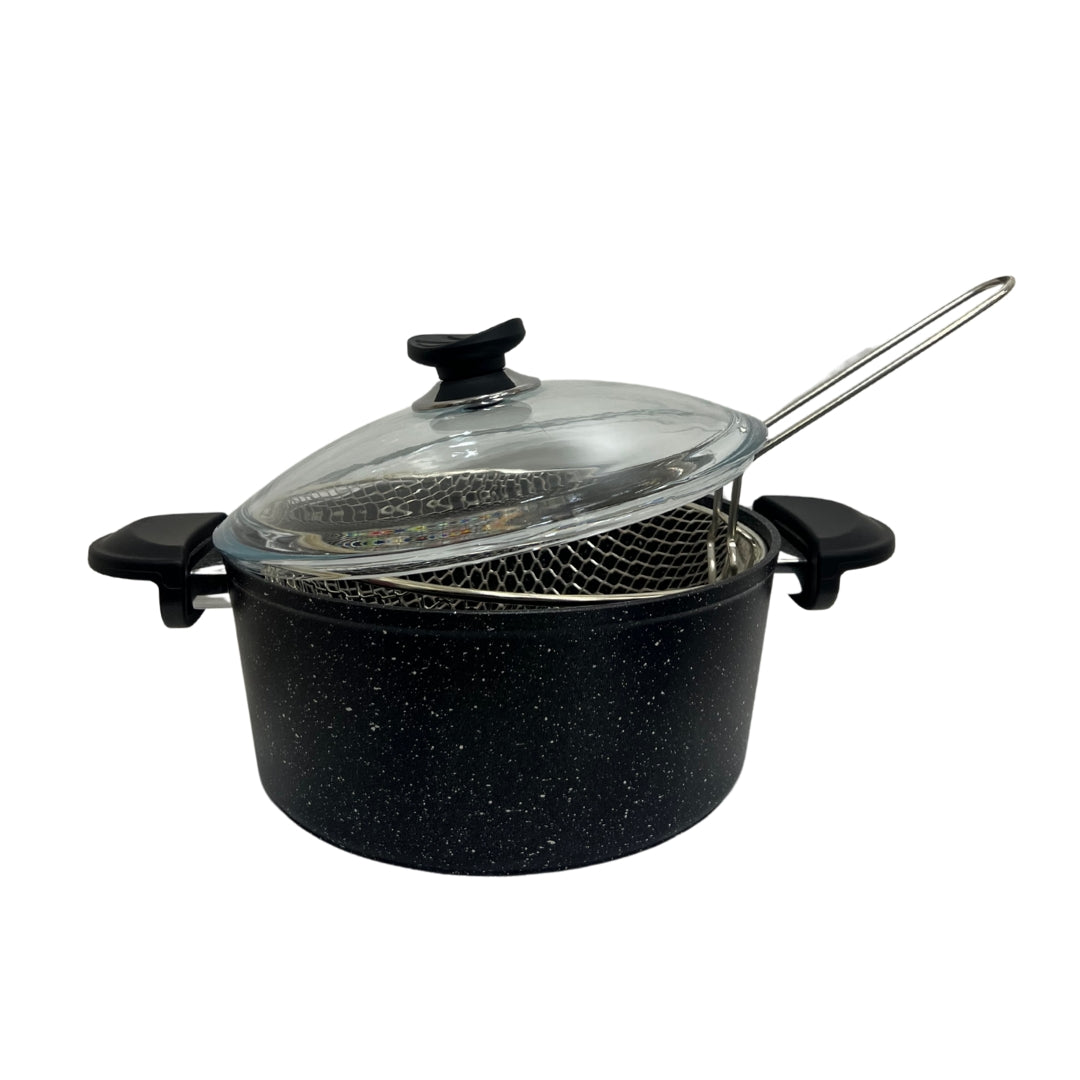 Pot Fryer with Glass Lid & Steel Basket - 24cm