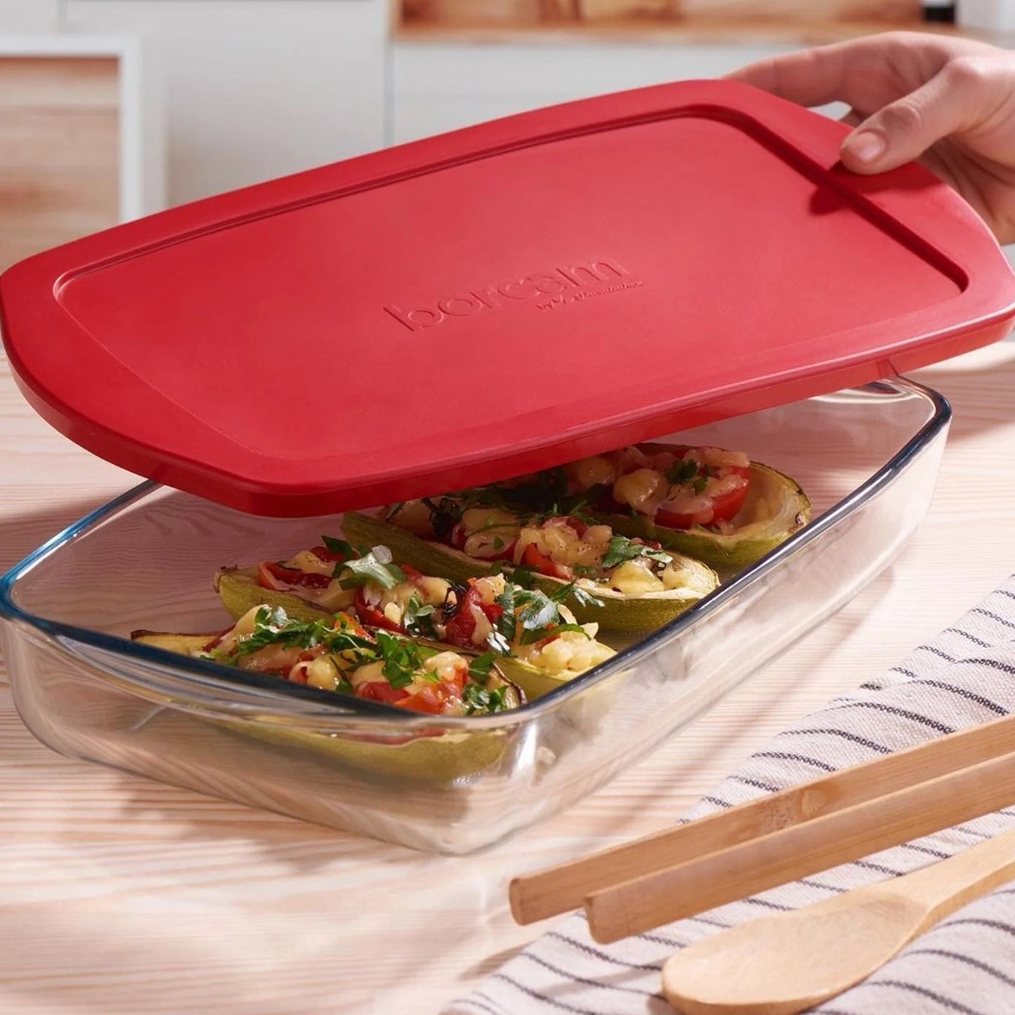 Borcam Rectangular Tray with Plastic Lid 3850ml
