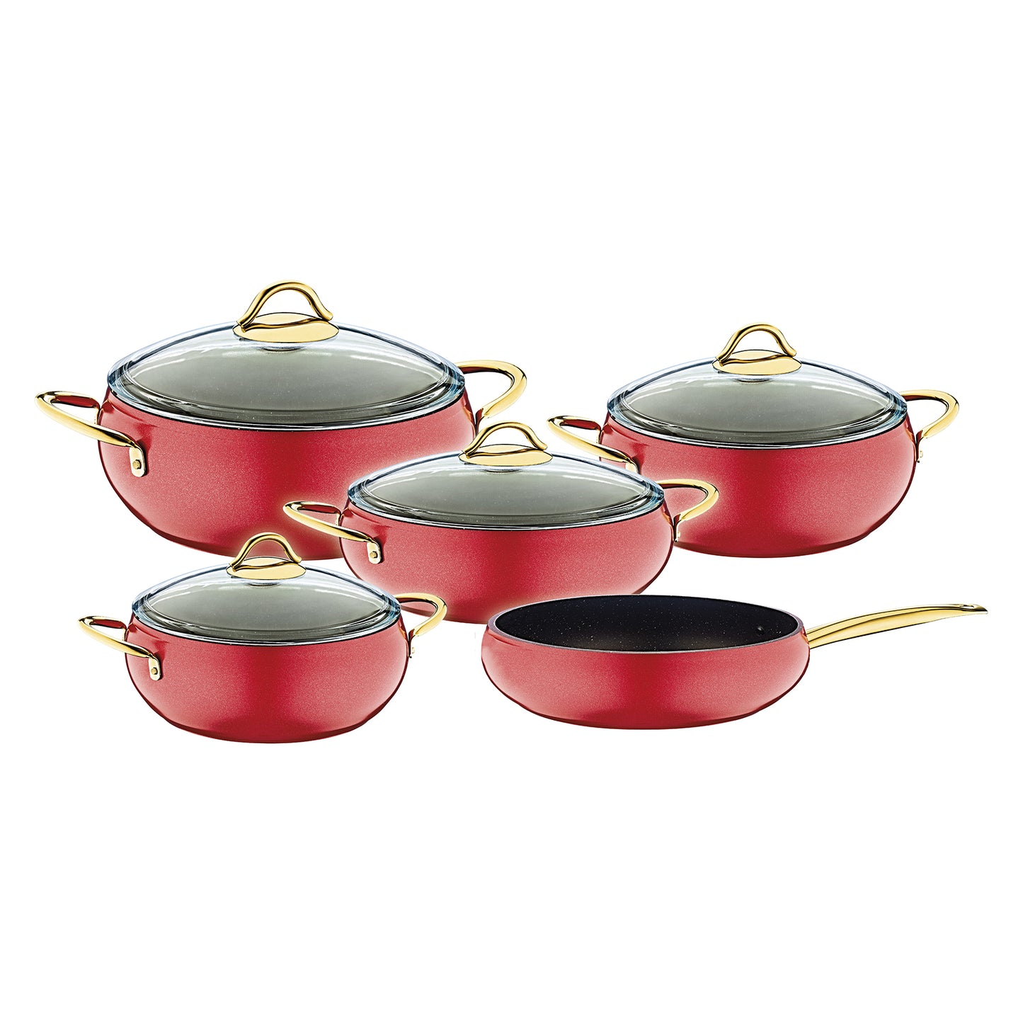 Enamel 9Piece Non Stick Set - Red