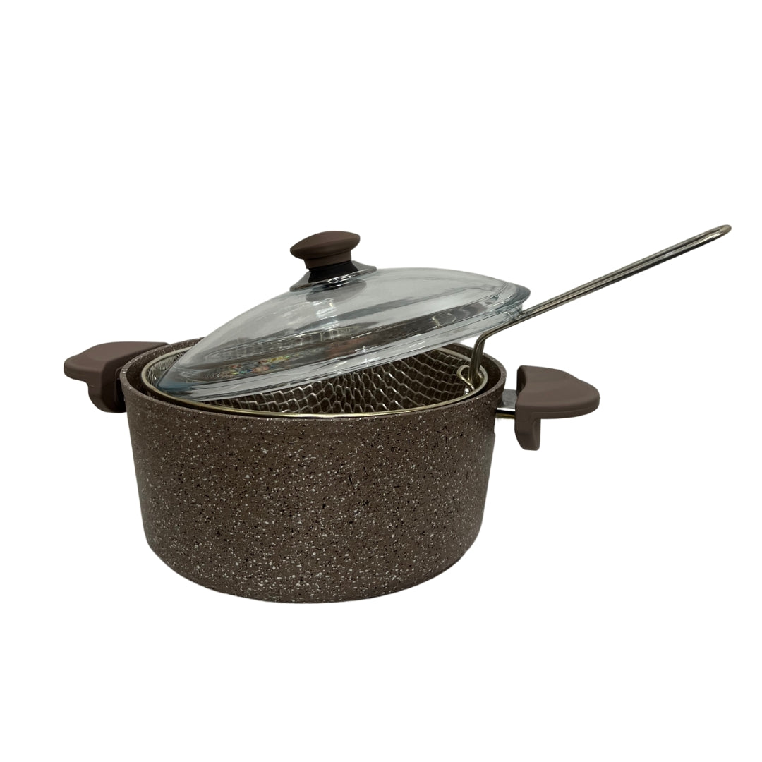Pot Fryer with Glass Lid & Steel Basket - 24cm
