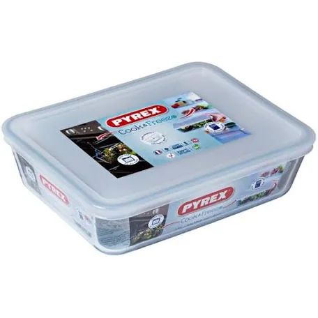 Pyrex Cook & Freeze Glass Square Dish With Plastic Lid 1.6 Liter