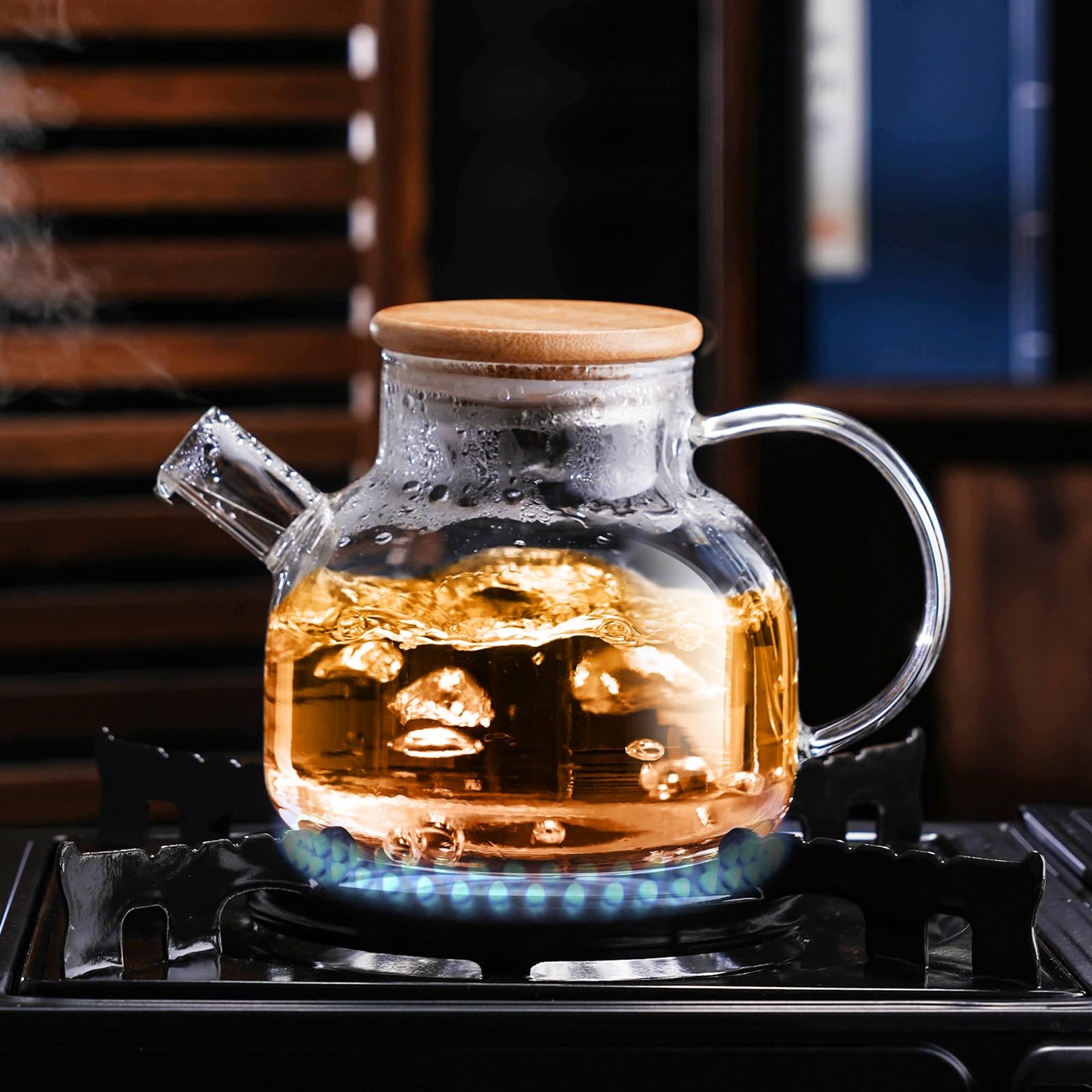 Teapot Borosilicate Glass and Natural Bamboo Lid