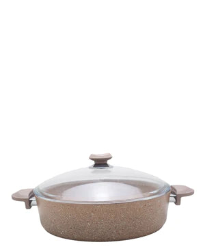 Shallow Single Granite Pot 30cm - Beige