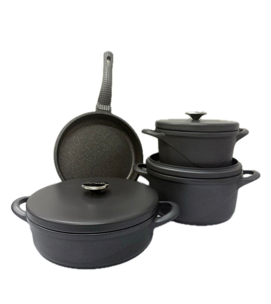 7-Piece Ceramic OMS Black Pot Set