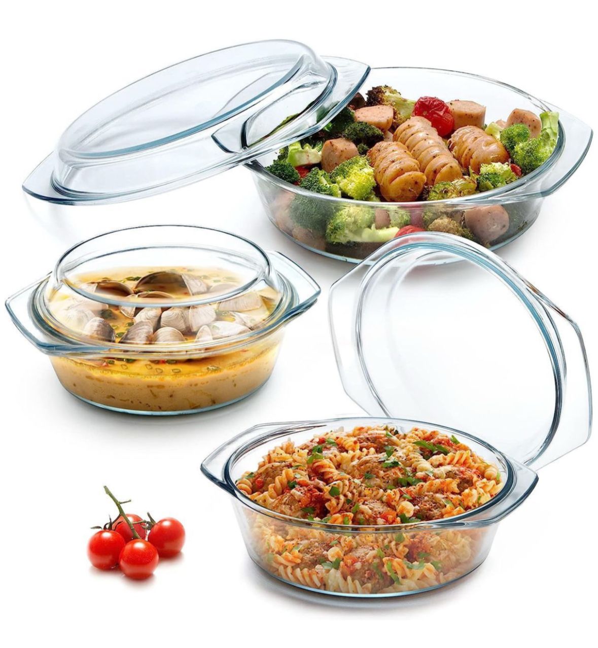 Borcam Glass Casserole Set 3 Piece