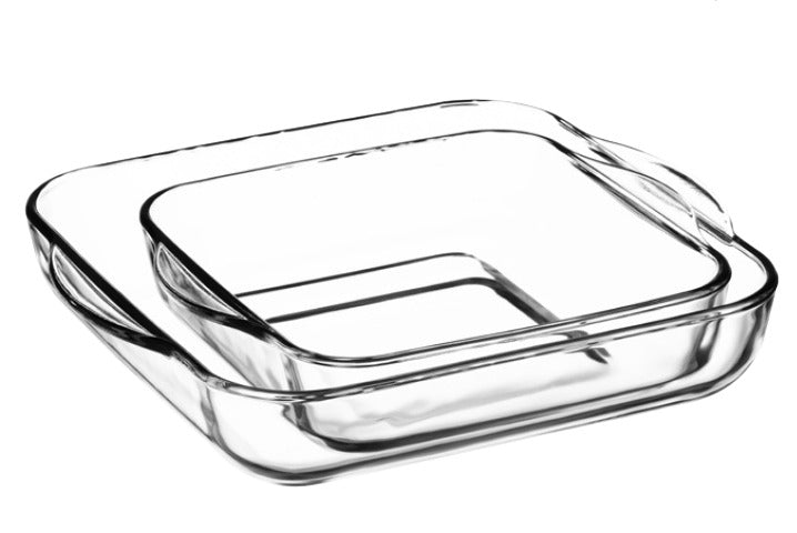 Borcam 2 Piece Square Glass Casserole Set