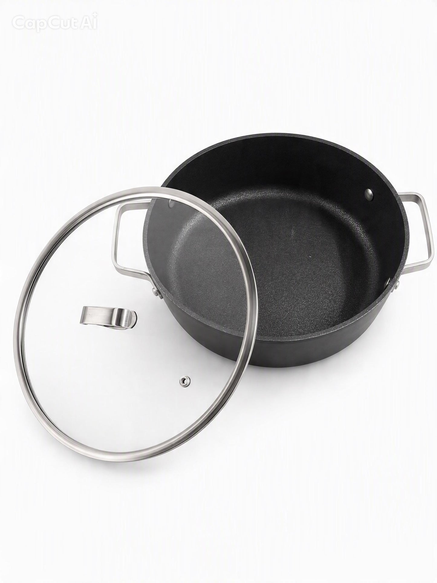 OMS 26cm Granite Non-Stick Low Casserole with Glass Lid