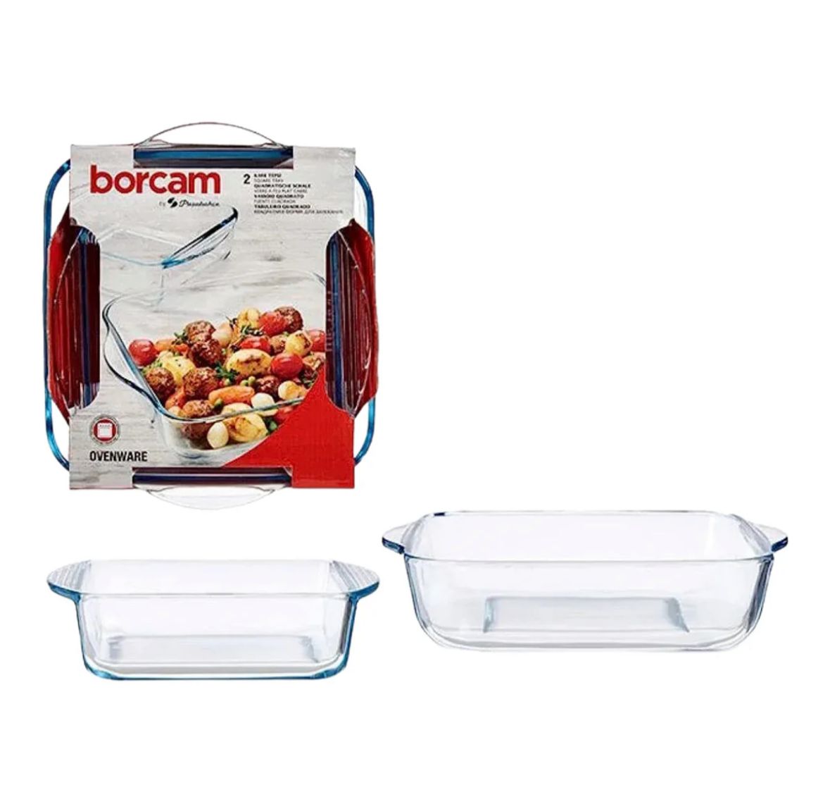 Borcam 2 Piece Square Glass Casserole Set