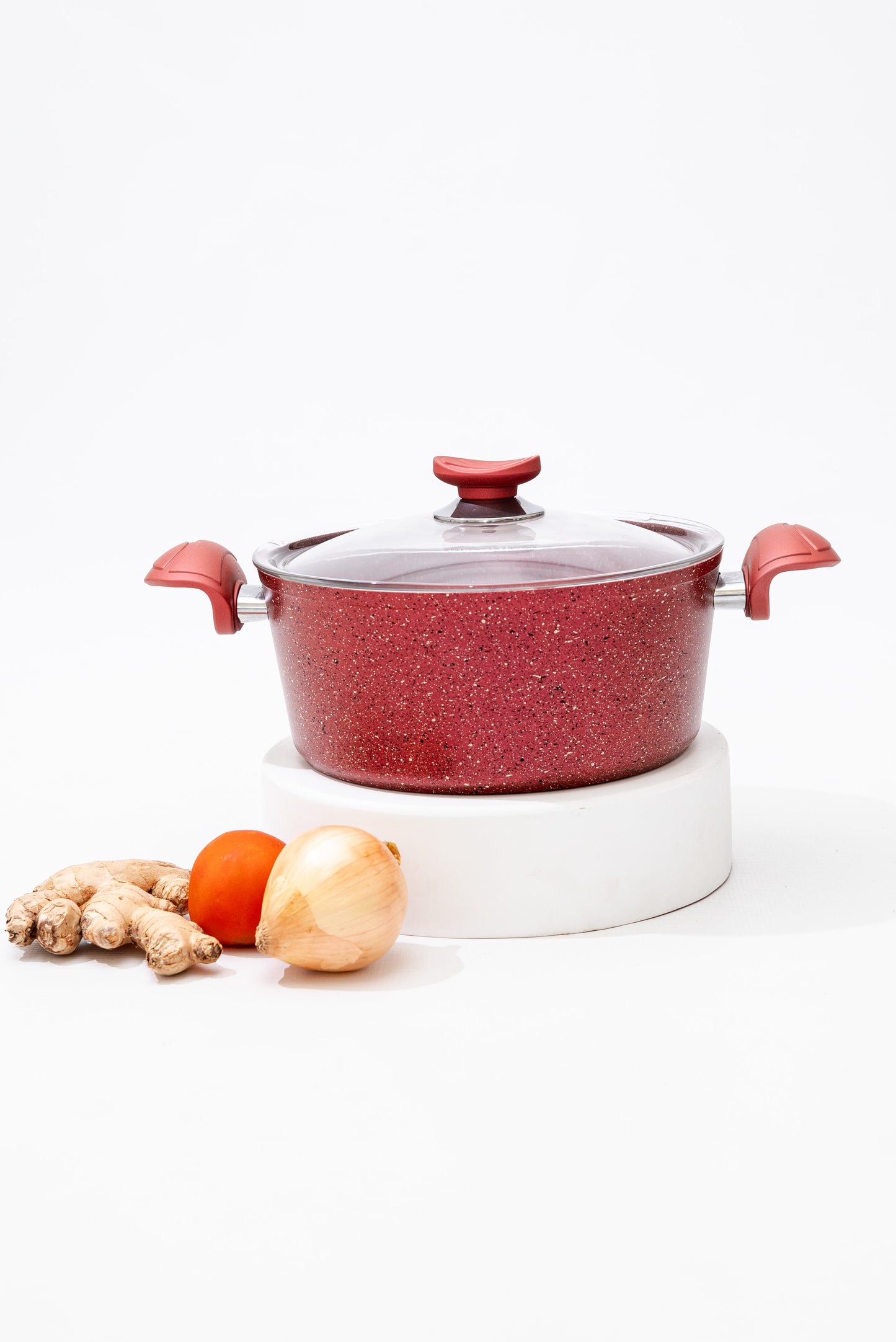 Deep Single Granite Pot 20cm - Red