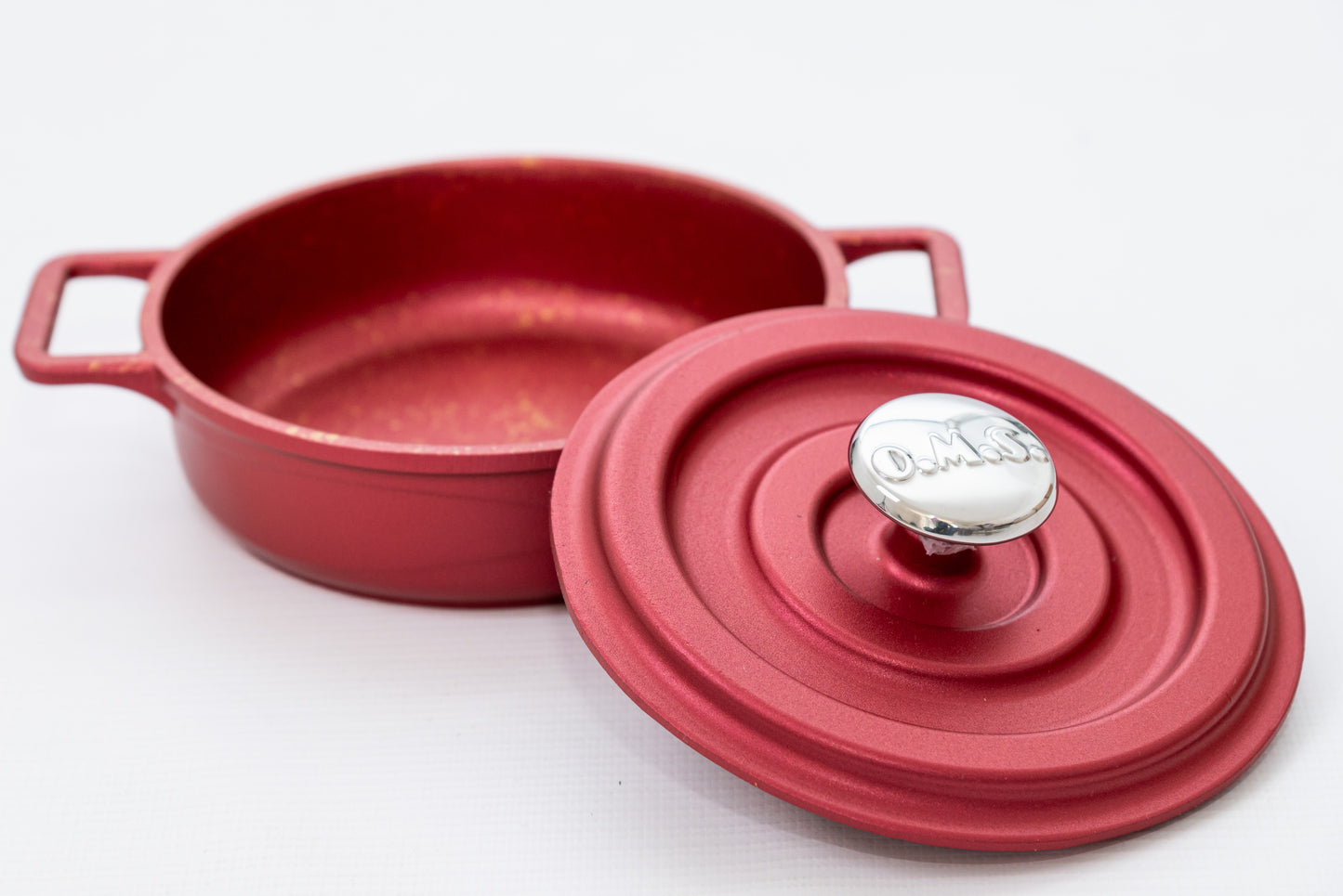 Mini 14cm Granite Shallow Pot - Red