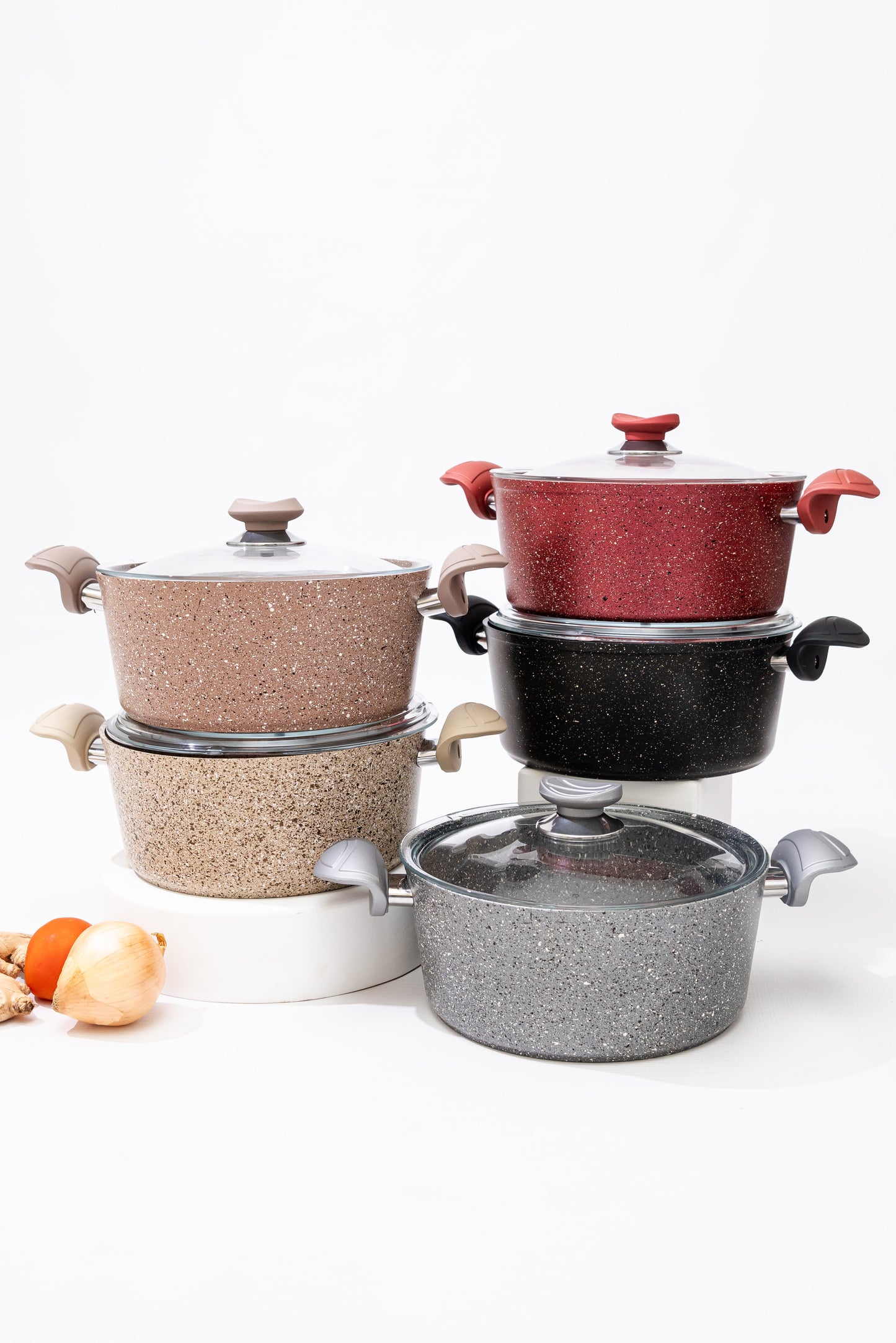 Deep Single Granite 20cm Pot - Grey