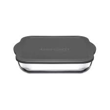 Borcam Rectangular Tray with Plastic Lid Grey 1320ml
