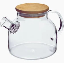 Teapot Borosilicate Glass and Natural Bamboo Lid