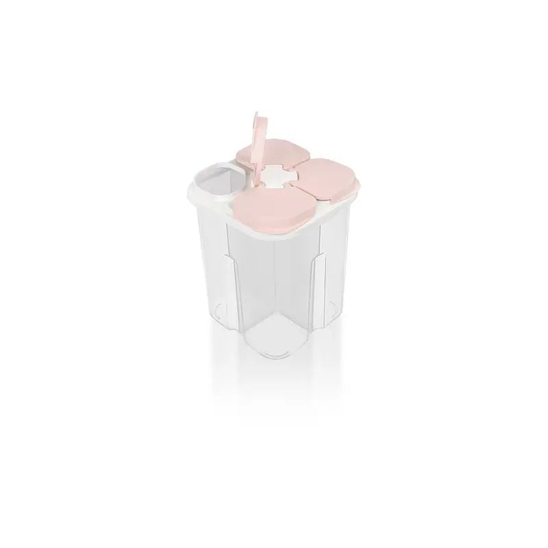 Luna Square Dry Food Container 4 Parts Pink 1800ml