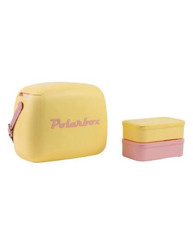 Polar Box Cooler With Leather Strap 6Lt Including 2 Lunch Boxes - Yellow