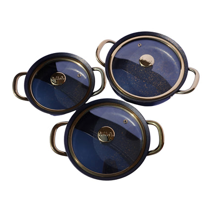 Gold handle  6piece Granite pot set