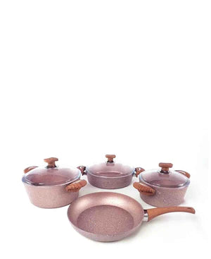 Induction 7 Piece Granite Cookware Set - Rose Gold
