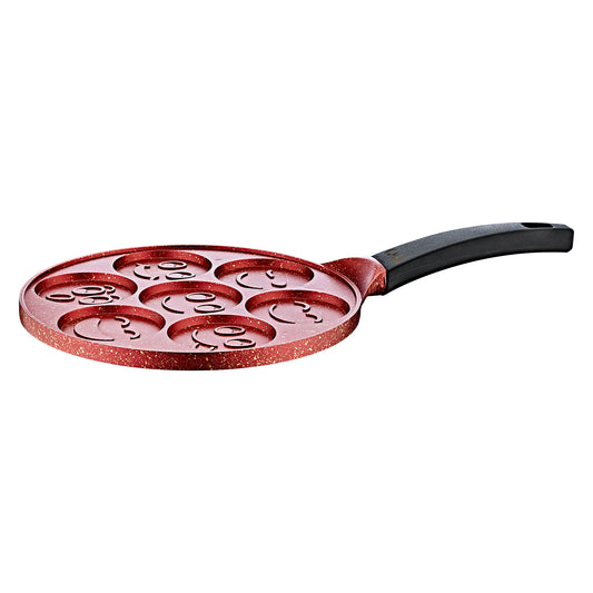 Smiley Face Granite Pancake Pan- Red