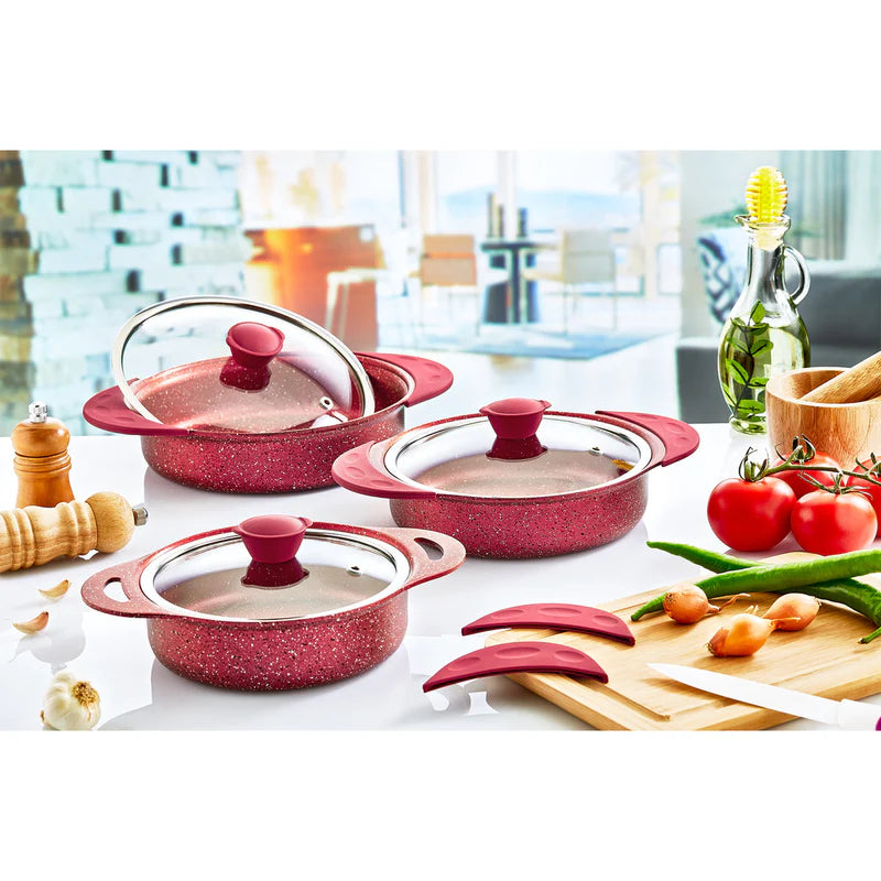 Granite Turkish 6 Piece Cookware - Red