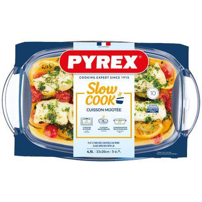 Pyrex 4.5L Rectangular Glass Casserole Dish With Lid