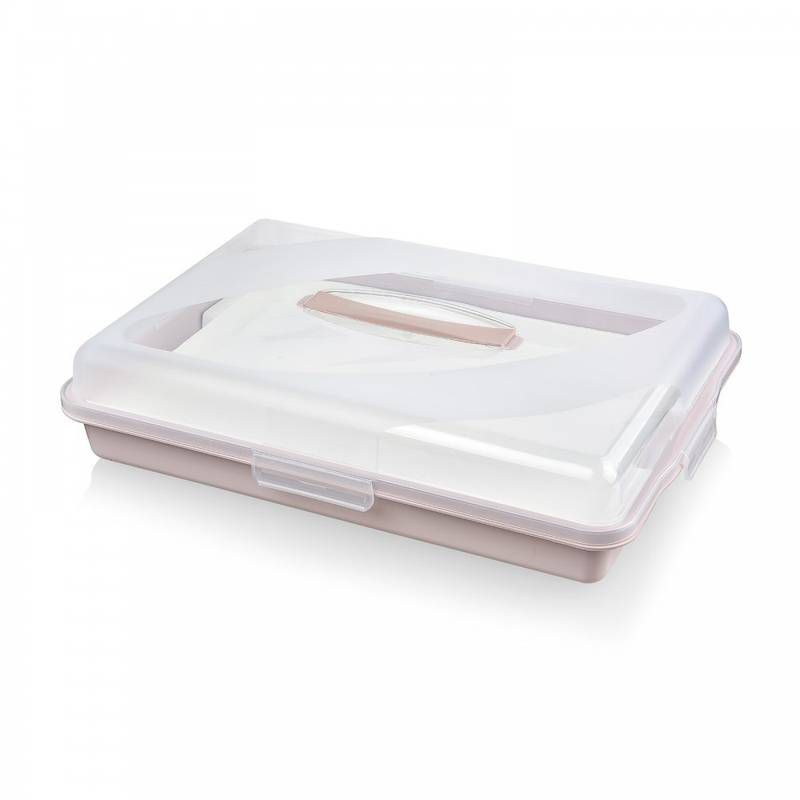 Luna Pastry Container With Tray Pink