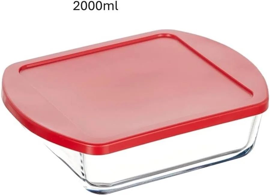 Borcam Glass Square With Lid 2000ml
