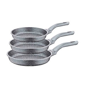 Granite 3 Piece Frying Pan Set Grey