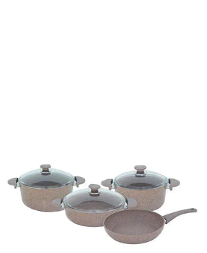 7 Piece Granite Cookware Set - Beige