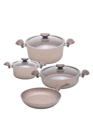 Granite Cookware Pot Set 7 Piece Rose Gold