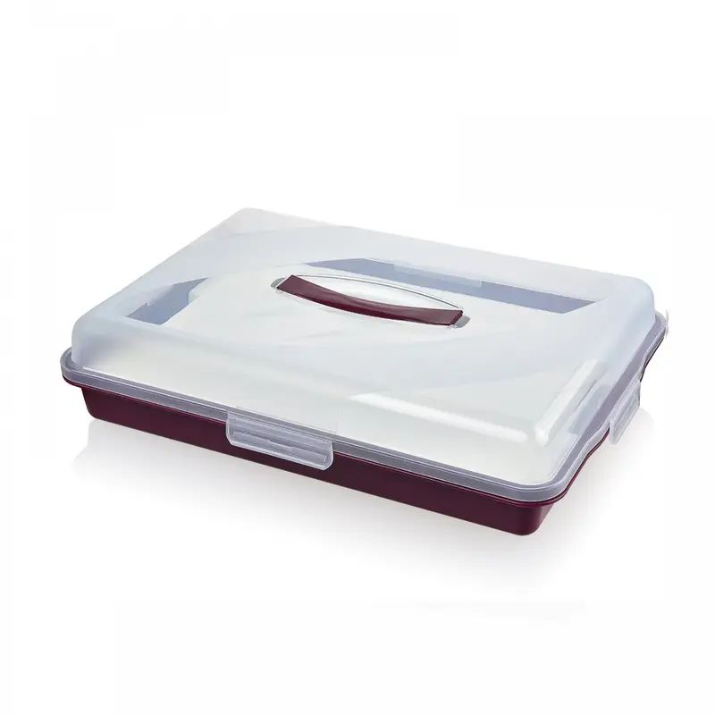 Luna Pastry Container With Tray Maroon