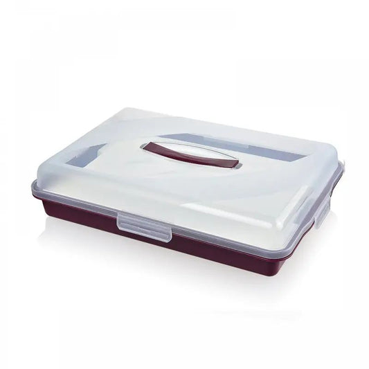 Luna Pastry Container With Tray Maroon