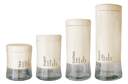 4 Piece Decadent Glass Jar Canisters Cream