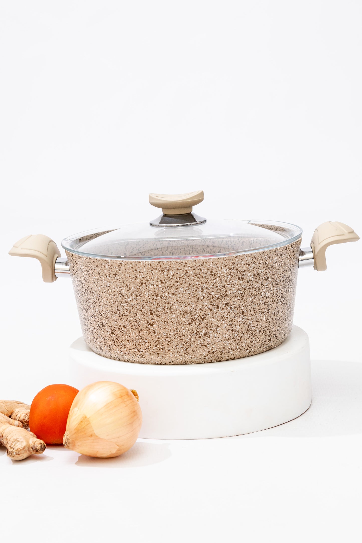 Deep Single Granite Pot 20cm- Sandbeige