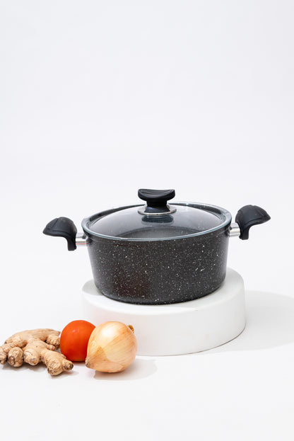 Deep Single Granite Pot 20cm- Black