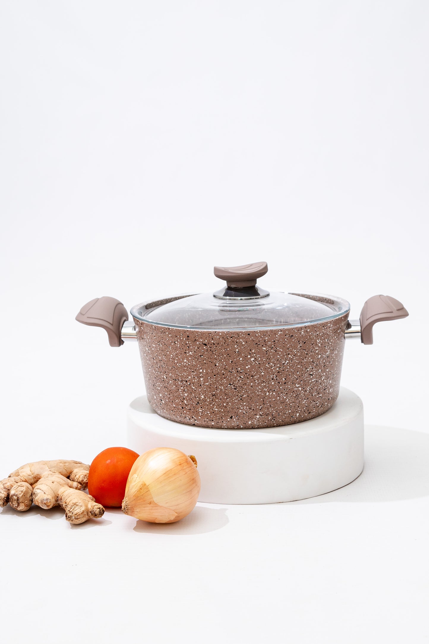 Deep Single Granite Pot 20cm- Beige