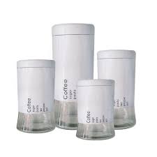 4 Piece Decadent Glass Jar Canisters White